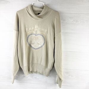 Bogner Vintage Embroidered Nordic Design Ski Mock Turtleneck Wool Sweater